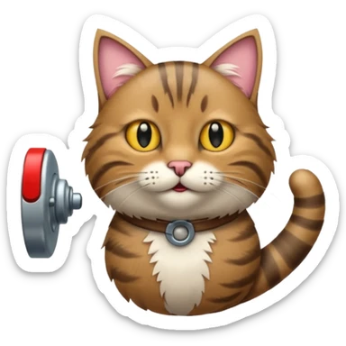 A "bobtailed" striped cat turning a doorknob sticker