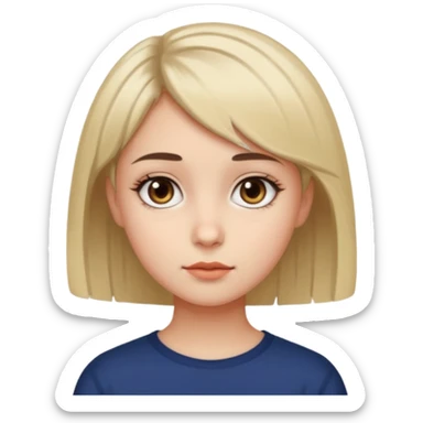 girl with big brown eyes, short height, short dyed hair sticker