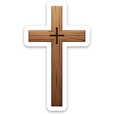wooden christian cross no base sticker