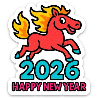 
Running red fire horse symbol of new year 2026 according to Asian Chinese calendar. greeting card or banner. vector illustration sticker