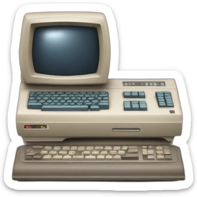 retro computer | text "Oldschool Computer" | gear on the bottom left sticker