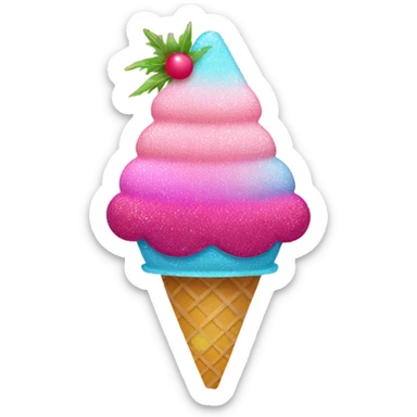 Pink ombre snow-cone with glitter  sticker