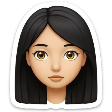 Olive skin girl with medium straight black hair  sticker