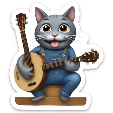 Hillbilly catfish wearing overalls playing a banjo sticker