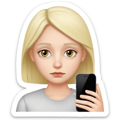 tired person with phone, dark circles under eyes, addicted look sticker