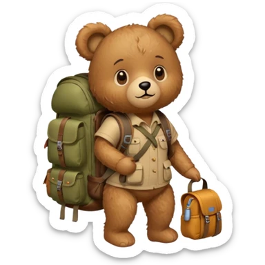 A female Teddy bear camping sticker