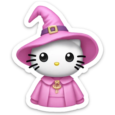 Hello kitty with witch light pink hat sticker