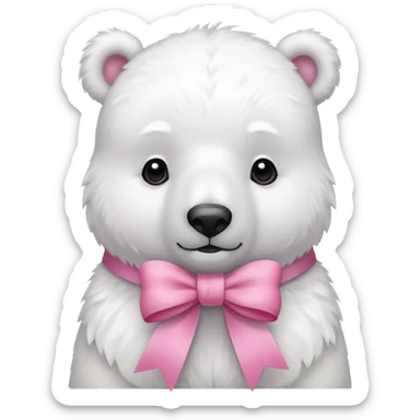 white polar bear with pink ribbon sticker