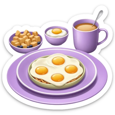 Breakfast in pale purple dishes sticker