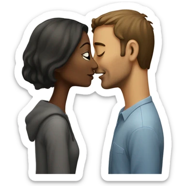 taller woman kiss man sticker