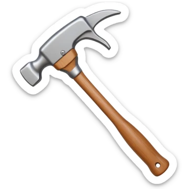 Generate a highly detailed, realistic 3D icon of a standard claw hammer in the minimalist Apple app icon style, like those seen in iOS or macOS apps—clean, elegant, with subtle depth, smooth curves, and professional rendering sticker