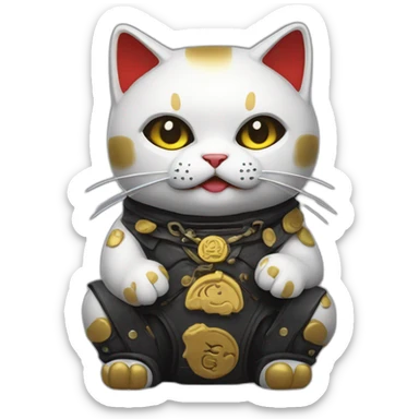 Maneki Neko necropunk sticker