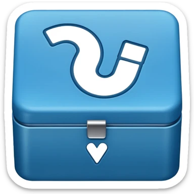 A blue box  and a white tick 2d sticker