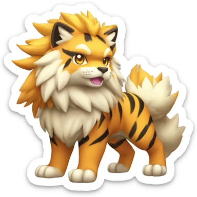 Colorful Shiny Kawaii Cute Tiger-Arcanine—Fakémon-Pokémon full body sticker