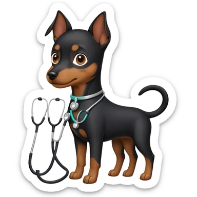 blabk pinscher mini with stethoscope
 sticker