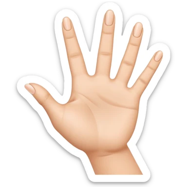 A high-quality 3D-rendered digital illustration of a hand making the YVL hand sign. The hand has a smooth, emoji-style design similar to Apple's hand emojis, with a natural skin tone. The thumb, index, and middle fingers are extended, while the ring and pinky fingers are folded down. The background is transparent or white, with no additional effects or shading. sticker