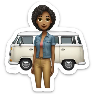 Cool woman with a Volkswagen camper van sticker