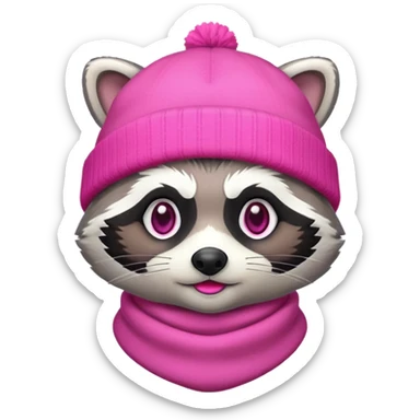 racoon with pink and white beanie sticker