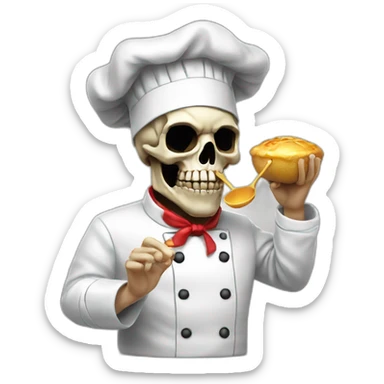 Skull chef blowing kiss sticker