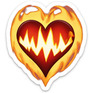 Heart with black fire  sticker