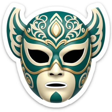 forest green, cream, and Carolina blue luchador mask sticker