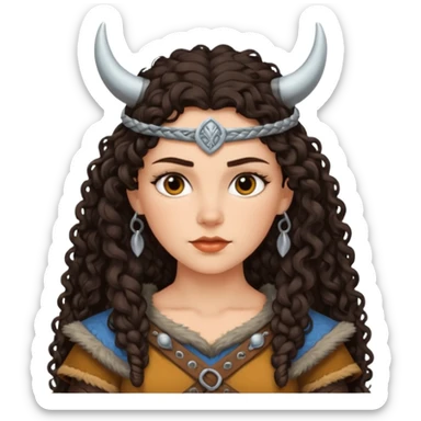 vichingo femmina con capelli mori ricci sticker