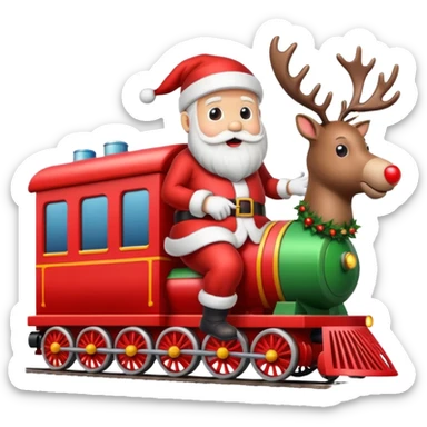 treno do papai noel com varias renas de natal com papai noel  sticker