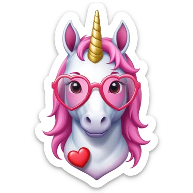 Unicorn with heart glasses sticker