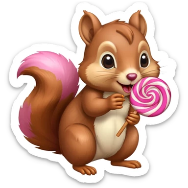 A squirrel eating an lollipop ￼ sticker