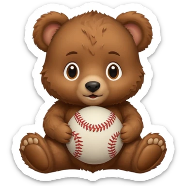 Baby bear with baseball sticker
