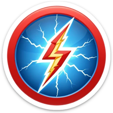 Red and blue lightening in a circle shape with effects like real one  sticker