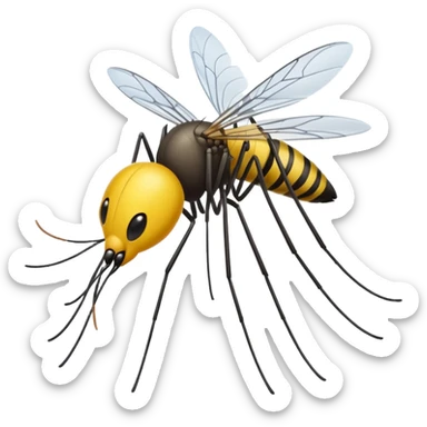 Make me a emoji of a mosquito surfing, slightly overweight and balding sticker
