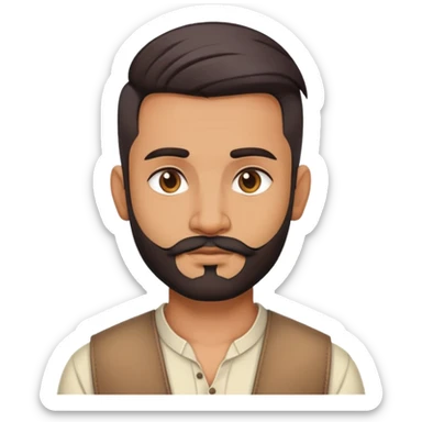 indian man with undercut hair style in casual dress with light facial hair, normal face sticker