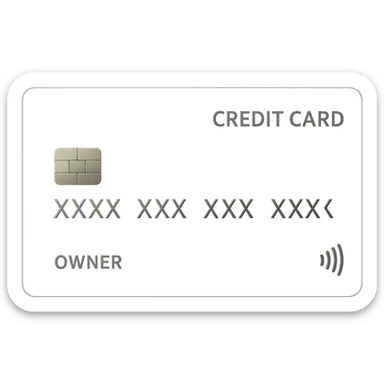 Add the name 'OWNER' and show the card number as XXXX XXXX XXXX XXXX, keeping the style shiny, modern, and minimal, with no background. The style should be shiny, modern, and minimal. sticker