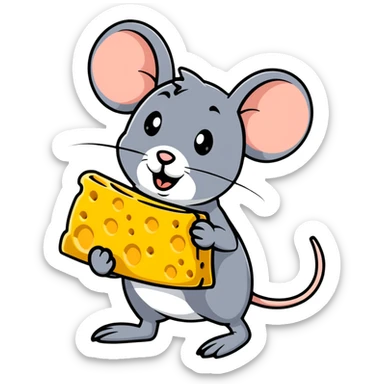 Jerry mouse enjoying a large piece of swiss cheese sticker