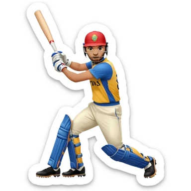 Right handed cricketer playing a cover drive shot sticker