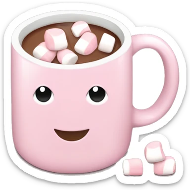 Light Pink mug of hot chocolate with marshmallows  sticker