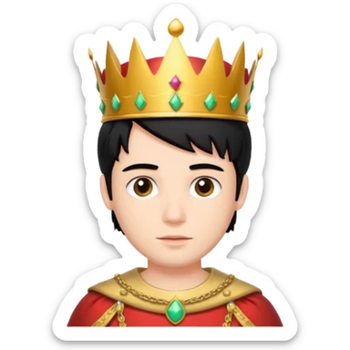 black hair young king and peach sticker