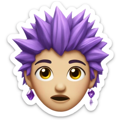 one girl with purple crystal spiky hair sad and tears crying unhappy sad eyes sticker