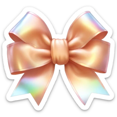 Realistic isolated silver holographic bow with smaller peach color bow attached on top of it. sticker