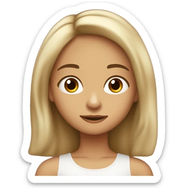 niña 20 años pelo largo castaño claro con cara muy dulce ojos oscuros tono de piel claro  sticker