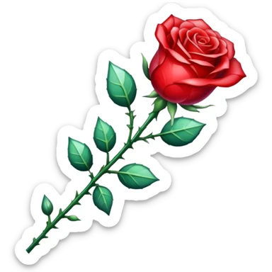 Red chrystalised rose and stem sticker
