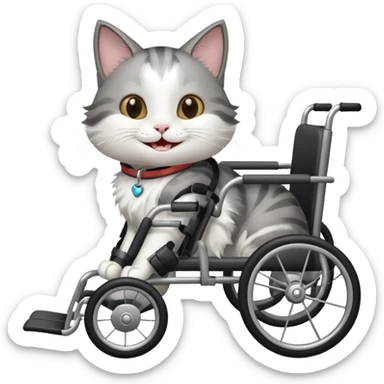disabled cat in cat wheelchair sticker
