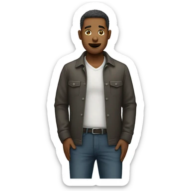 man with pulling out his both pockets to show he is poor sticker