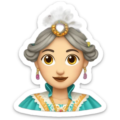 Woman in traditional Valencian dress from Valencia Spain with elaborate headdress, fallera sticker