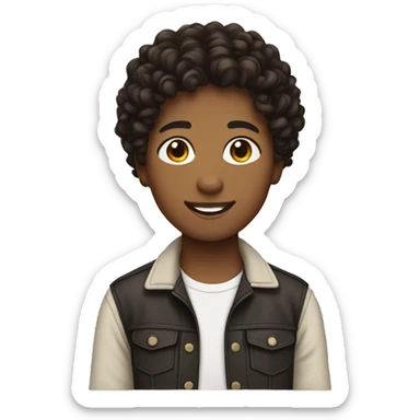 teen emoji with short dark brown curly hair sticker