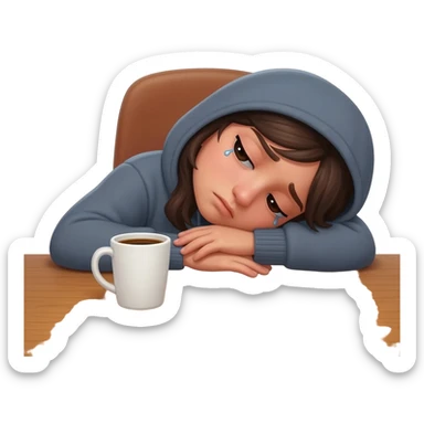 tired of work, the girl at the table sticker