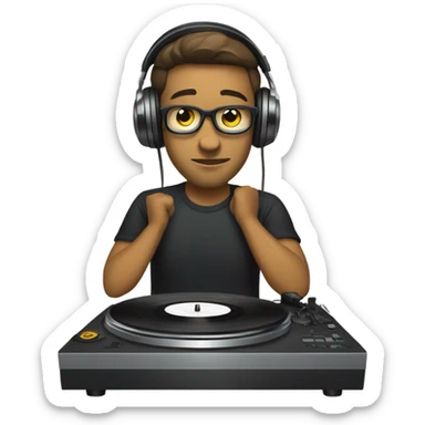 Radio dj playing records sticker