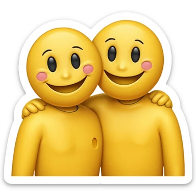 smileys rubbing each others back sticker