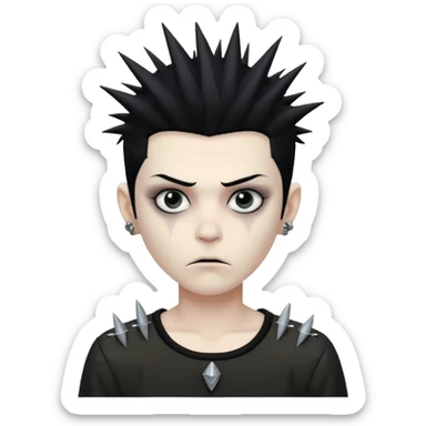 White zombie boy, spiky hair, anarchic blouse, relaxed eyes  sticker